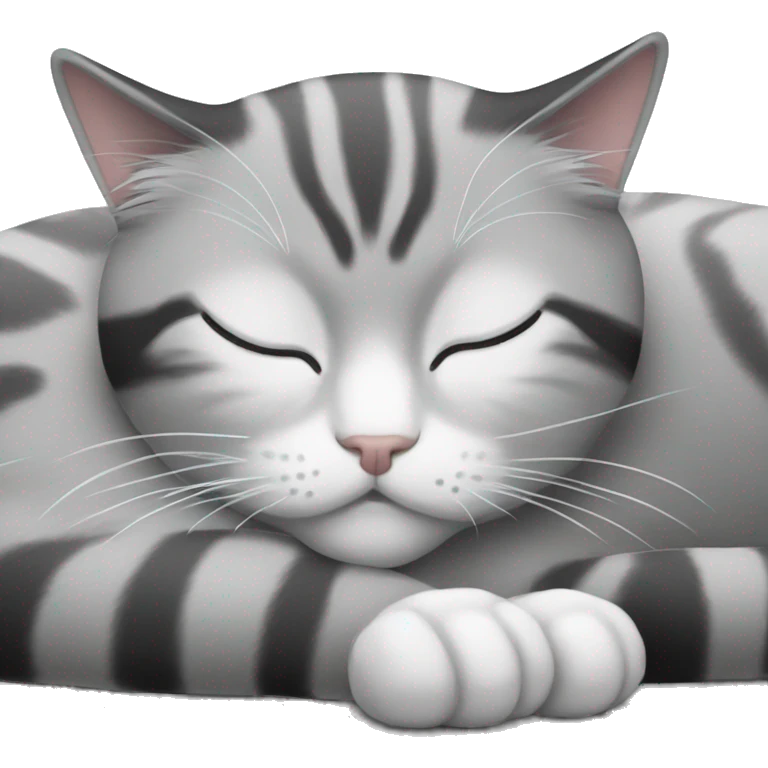 Whiskas cat soft grey black white sleeps with closed eyes  emoji