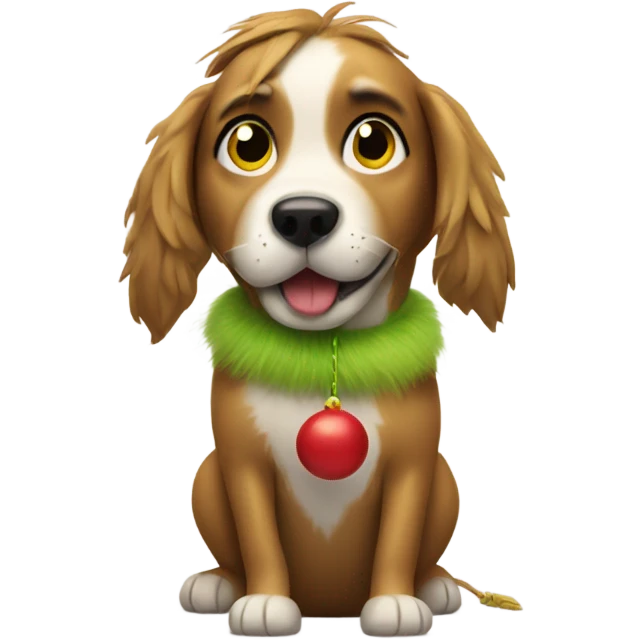 dog with a grinch toy emoji