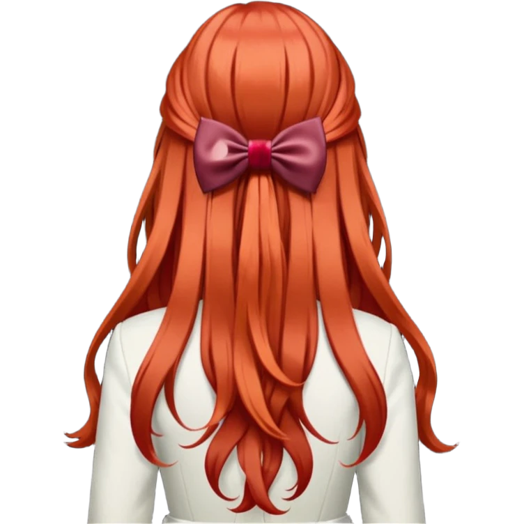 red long hairs with burgundy bow from the back emoji