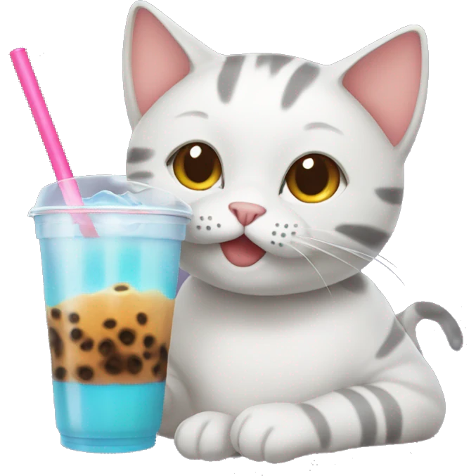 cat drinking boba emoji