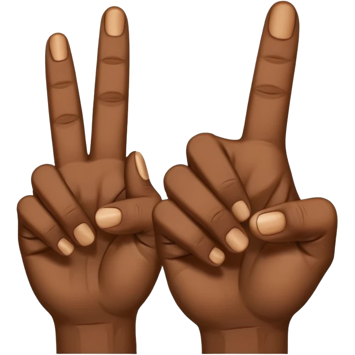 Make the ysl hand sign, but make the hand dark skin, only 5 fingers, with the index and middle finger up and the thumb up, every other finger down. Only 1 hand  emoji