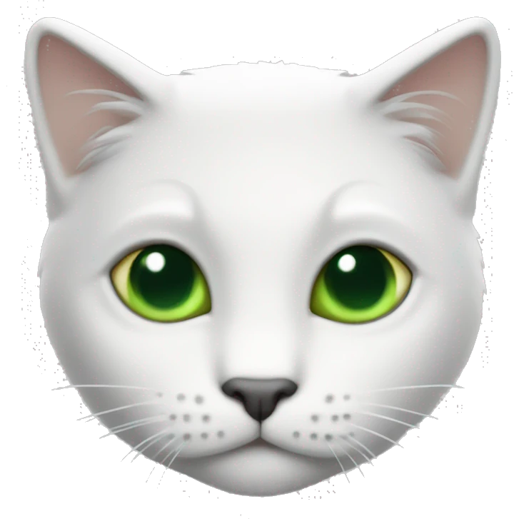 White medium hair cat green eyes grey patch on head emoji style emoji