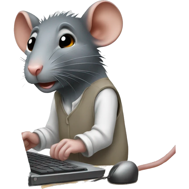 rat named jaber working on a pc emoji