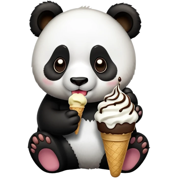 Panda eating ice cream emoji