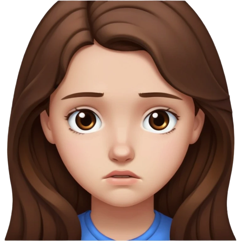 Teenage girl with long brown hair and sad expression, Hannah Baker character emoji
