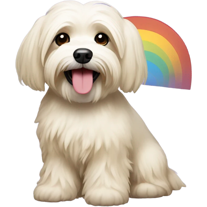 Cream colored havanese with RAINBOW TAIL (NOT RAINBOW EARS) emoji