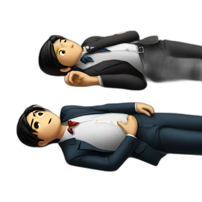 black-haired girl and suited boy emoji