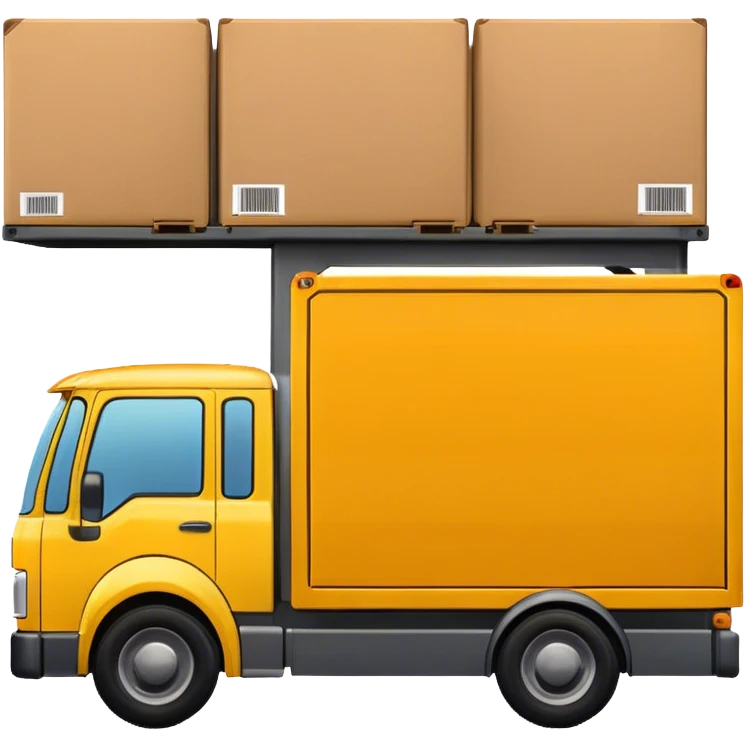 yellow truck with boxes in warehouse dock emoji