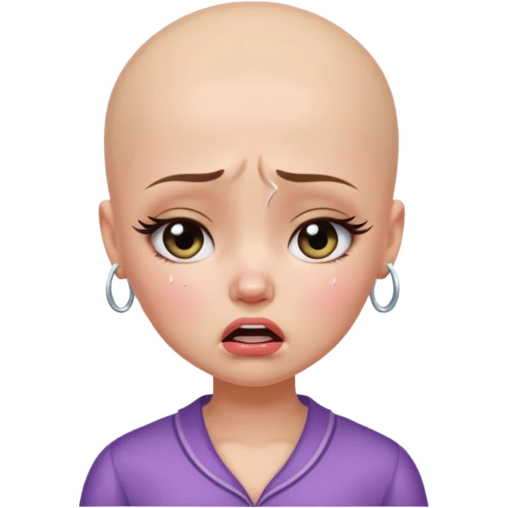 a pretty bratz fair bald girl crying  emoji