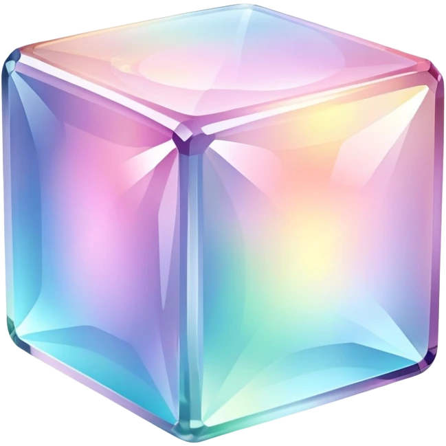Sparkly glossy Pastel iridescent glass crystal cube emoji