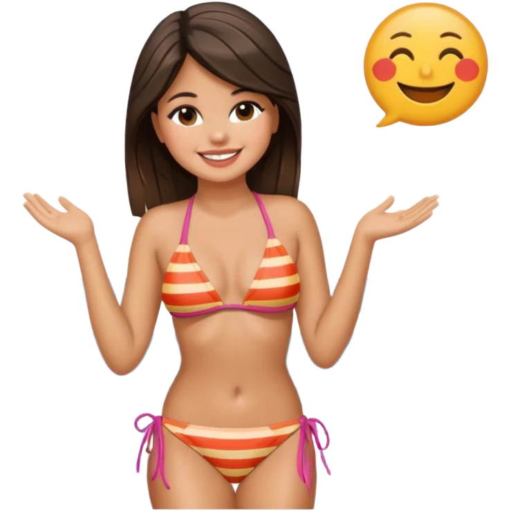 Selena Gomez Striped Bikini Talking emoji