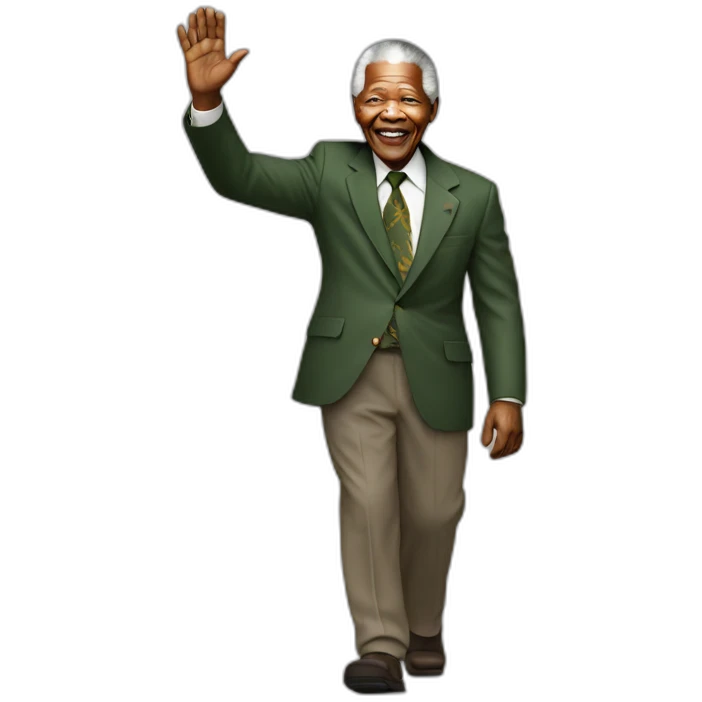 Nelson Mandela walking and waving emoji