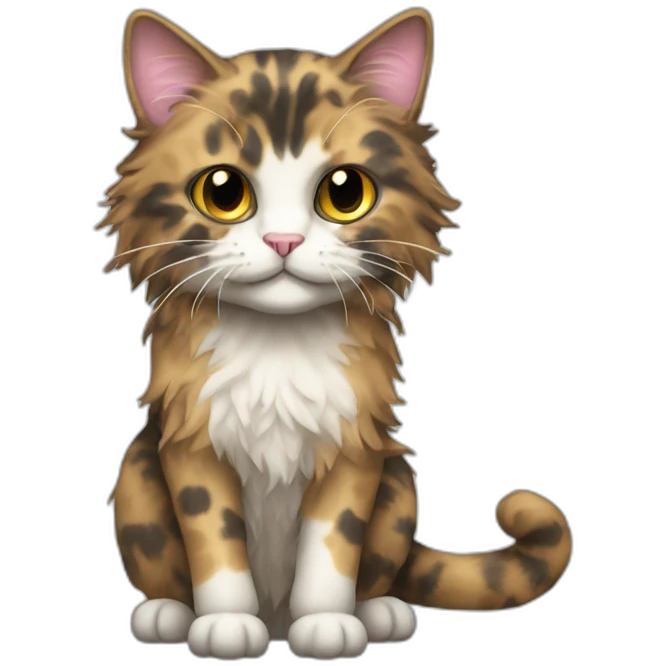 Mottled coloured cat long hair with 3 legs emoji