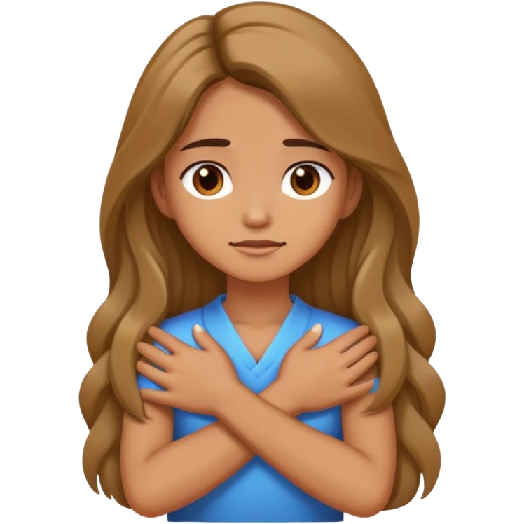 Girl crossing arms with hands holing nevk emoji