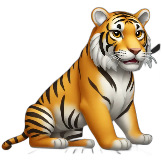 A tiger on a laptop emoji