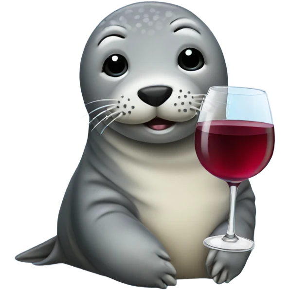 A grey seal holding a glass of wine  emoji