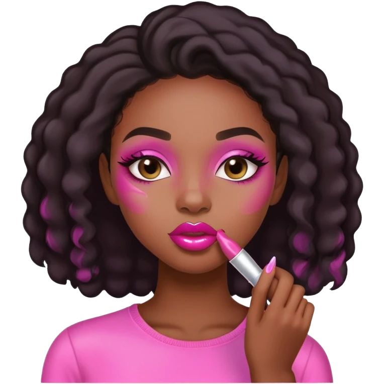 Black girl putting on lipgloss emoji