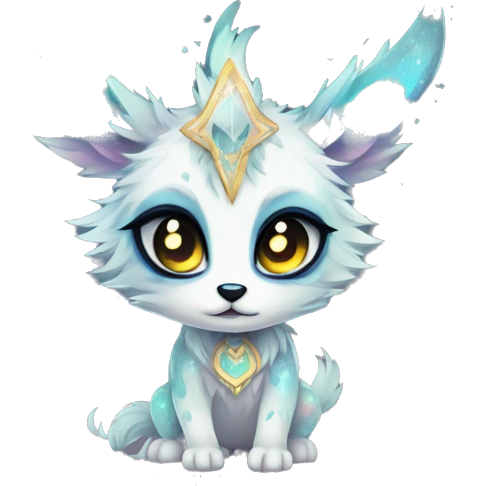 Cool cute Kawaii edgy ethereal futuristic modern fantasy animal sparkle fursona Fionbri creature by griffsnuff & LiLaiRa & Falvie full body emoji