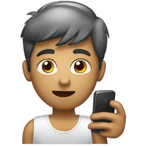 A boy with smartphone emoji