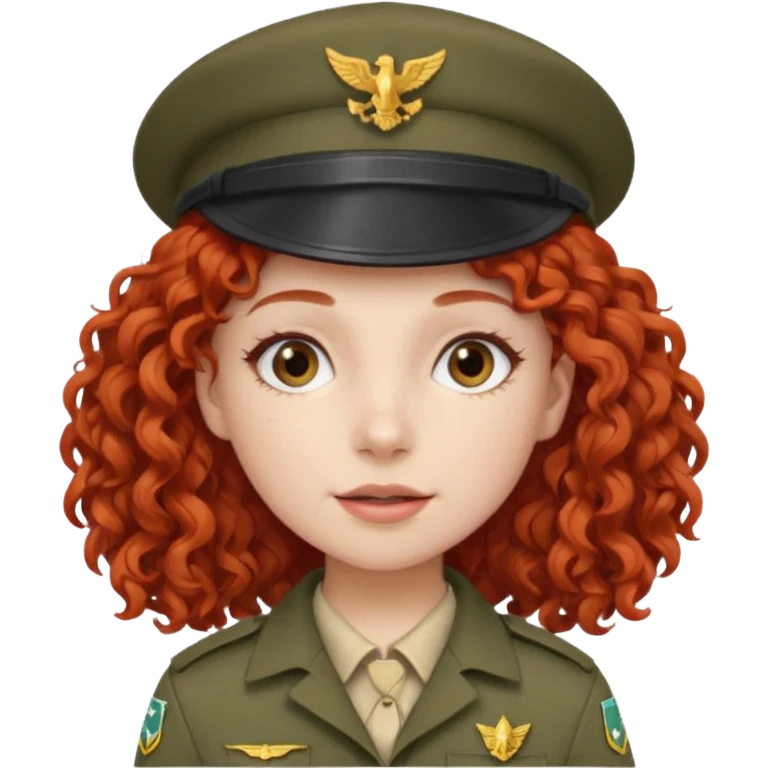 scout girl with red curly hair and uniform and hat emoji