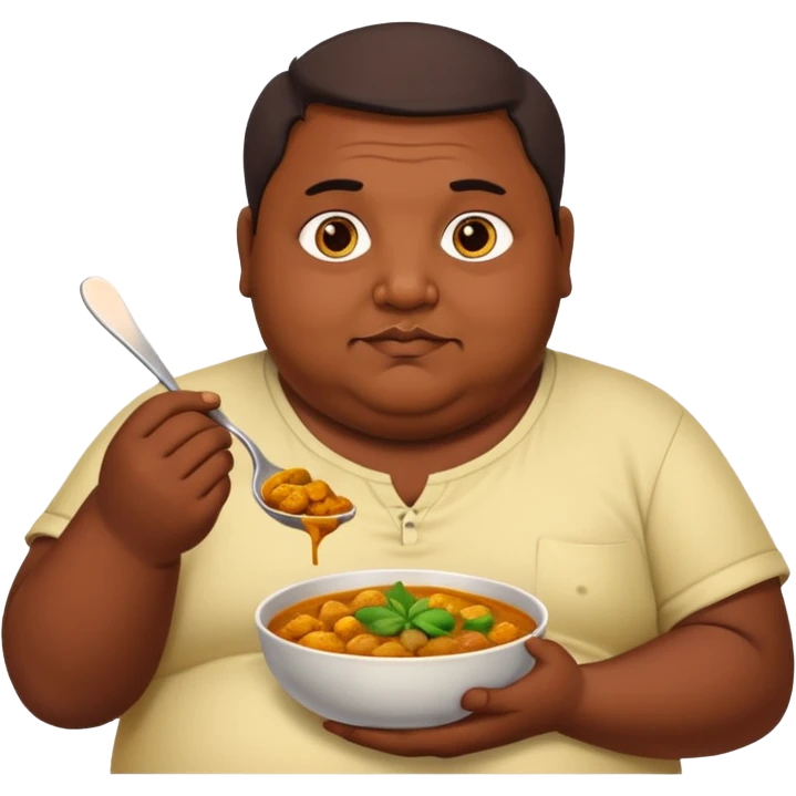 Obese Bengali man eating curry  emoji