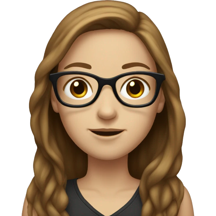 white girl with brown long hair glasses emoji