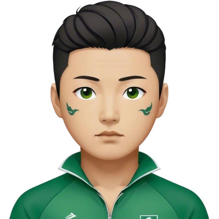 Jang Deok-su , Age: Late 30s
Appearance: A large, have a tattoo on his neck.
Outfit: Green player tracksuit emoji