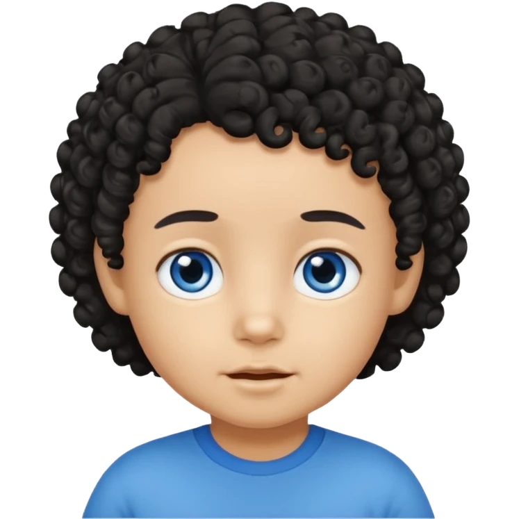 a tan toddler with black curly hair and blue eyes emoji