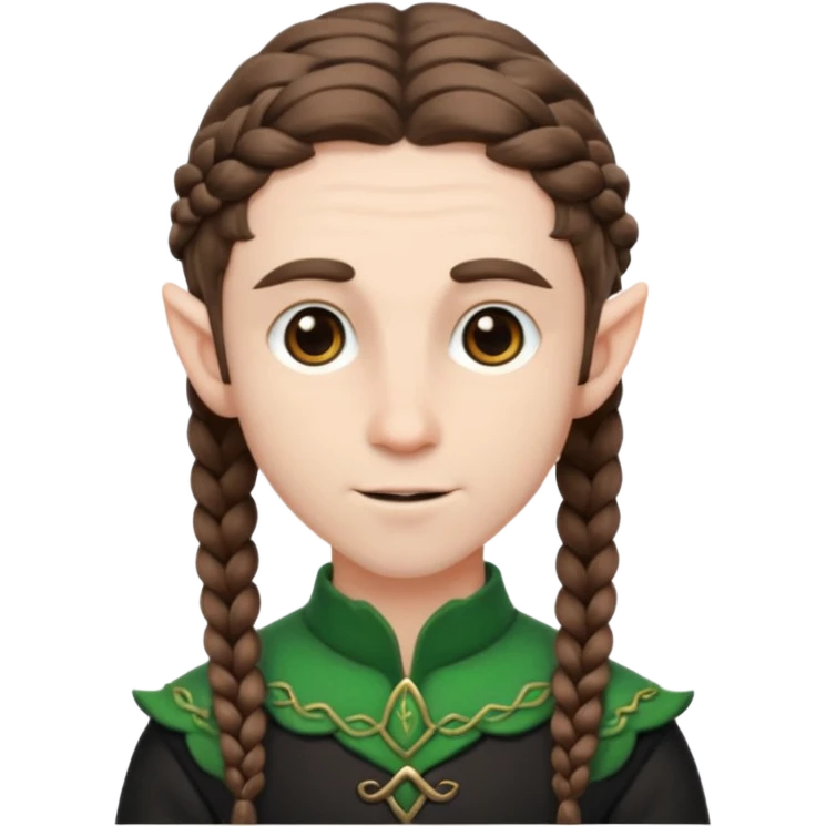 elves with braided brown  hair man black dree emoji