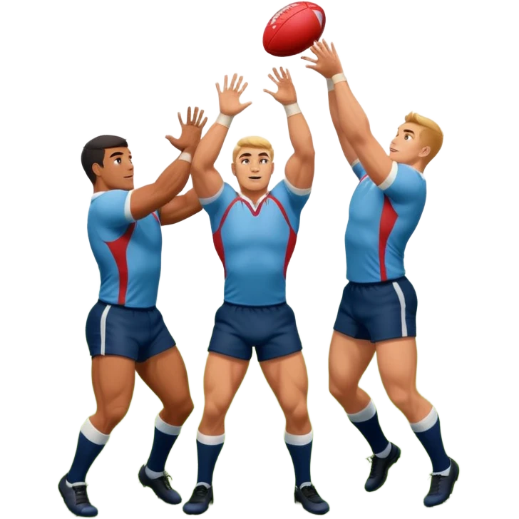 two rugby players lifting another player to catch a ball in a lineout emoji
