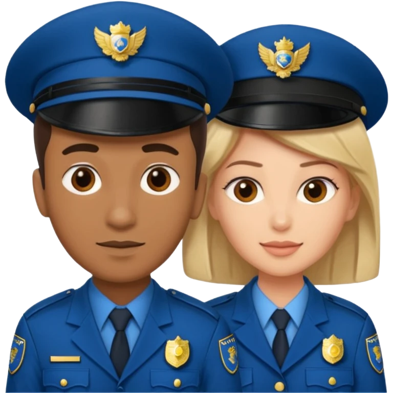 deux enquêteurs de sexe différents et de couleur de peau différentesde la gendarmerie s'entraidant emoji