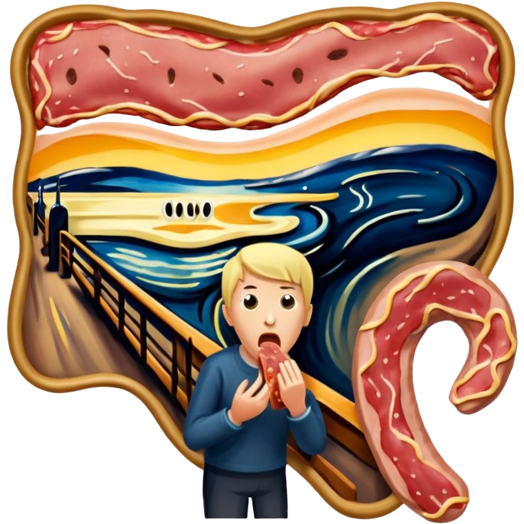 Edvard munch The Scream painting with SPAM MEAT landscape  emoji