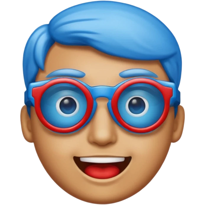 An emoji celebrating while wearing 3D glasses with a blue lens on the left and a red lens on the right. emoji