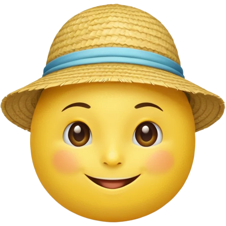 A lemon with a straw beach hat, smiling cutely.































 emoji