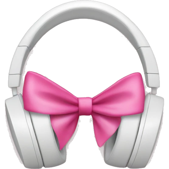 white headphones with pink bows emoji