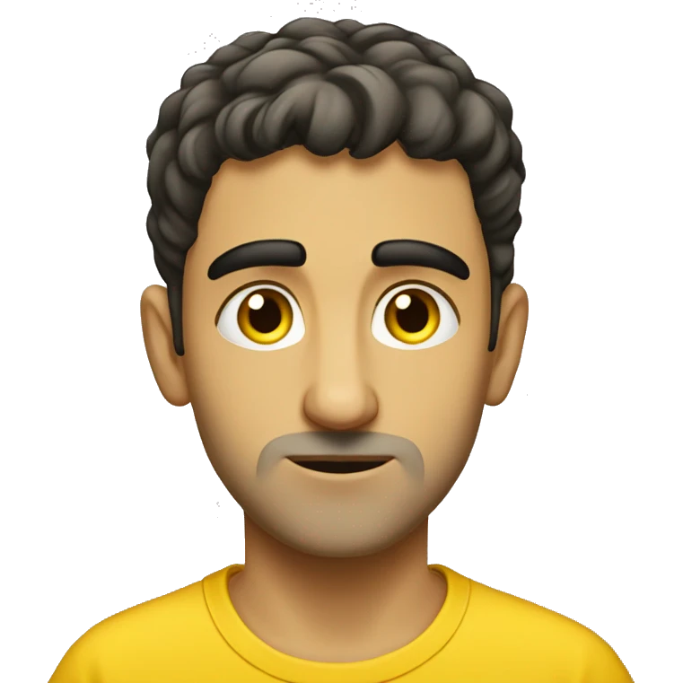 young Armenian Man in Yellow T-schirt  is thinking emoji