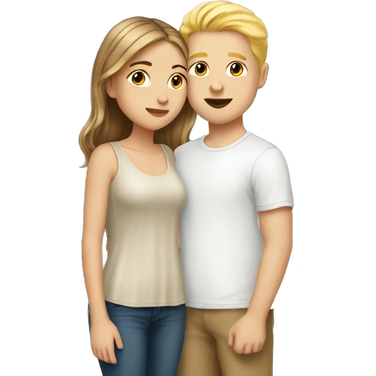 White girl with brown hair kissing white boy with blond hair emoji