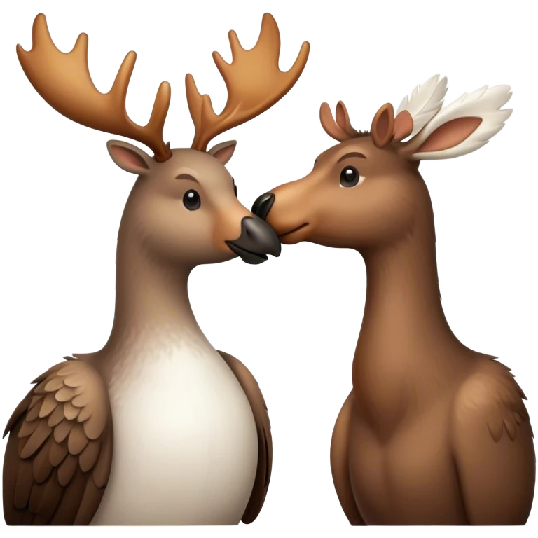 a goose kissing a moose emoji