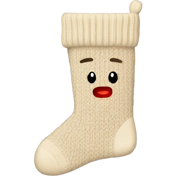 Beige knit Christmas sock emoji