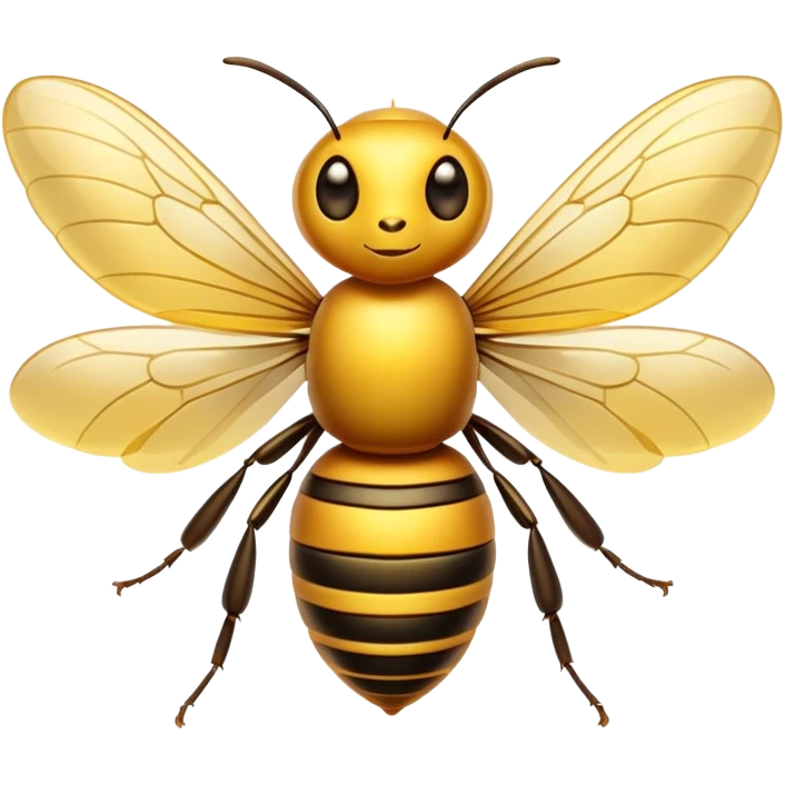 Cinematic Noble Bee Portrait Emoji, Poised and industrious, with a compact, fuzzy body in golden-yellow hues, delicate translucent wings, and a focused, determined expression with sparkling eyes, Simplified yet sharp and sophisticated features, highly detailed, glowing with a soft, sunny radiance, high shine, intelligent and diligent, stylized with an air of natural elegance, focused and alert, soft glowing outline, capturing the essence of a watchful bee that appears ready to buzz out of the screen with effortless authority! emoji