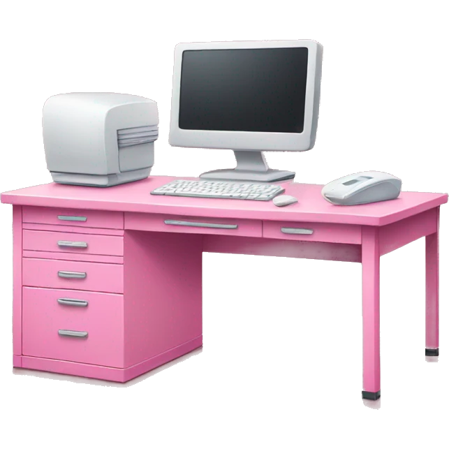Pink desk with computer  emoji