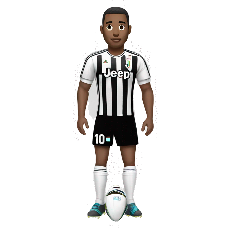 Men with Juventus shirt and shin guards emoji