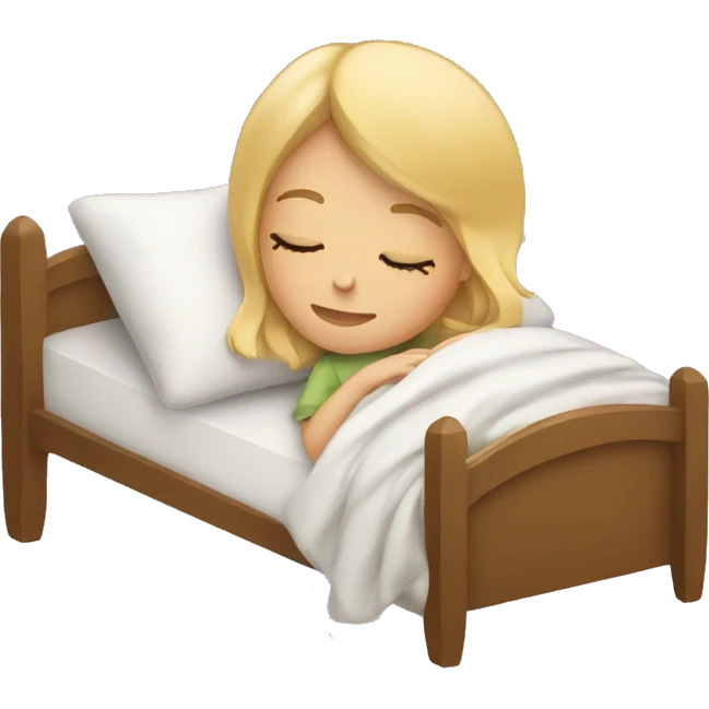 Blond girl sleeping in cozy bed emoji