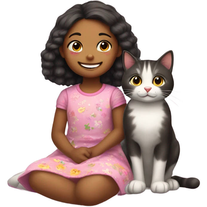 Gute cat and a little girl in the middle of nowhere  emoji