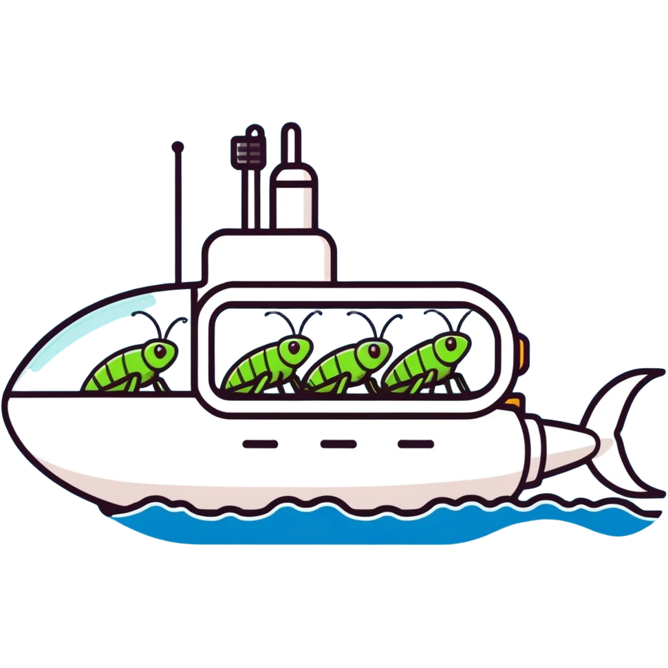 Albino crickets on a submarine  emoji