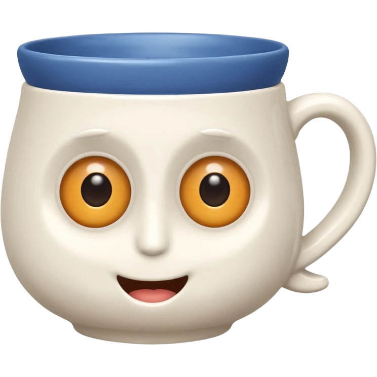 a ceramics cup with eyes and mouth emoji