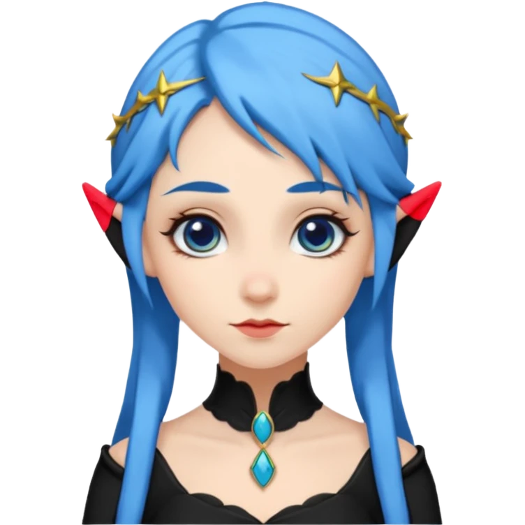 woman elves with blue hair black dress  emoji
