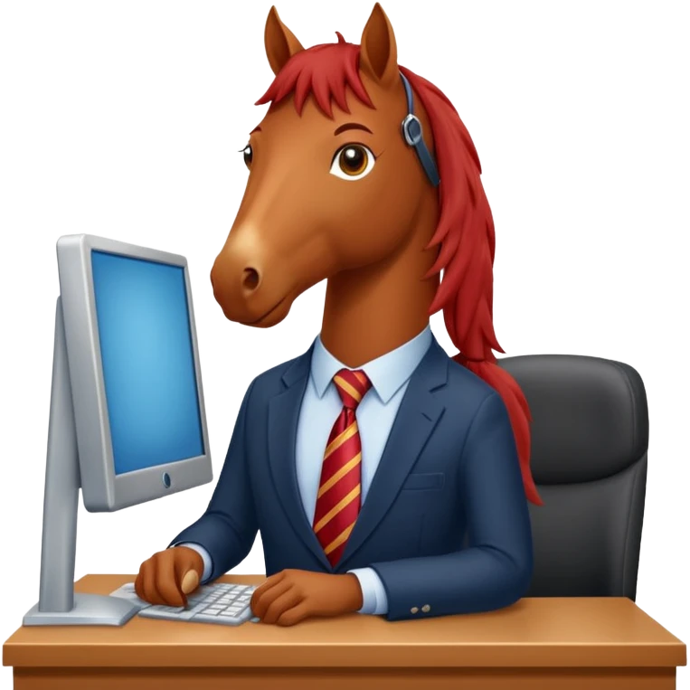 red horse who is a smart bank clerk emoji