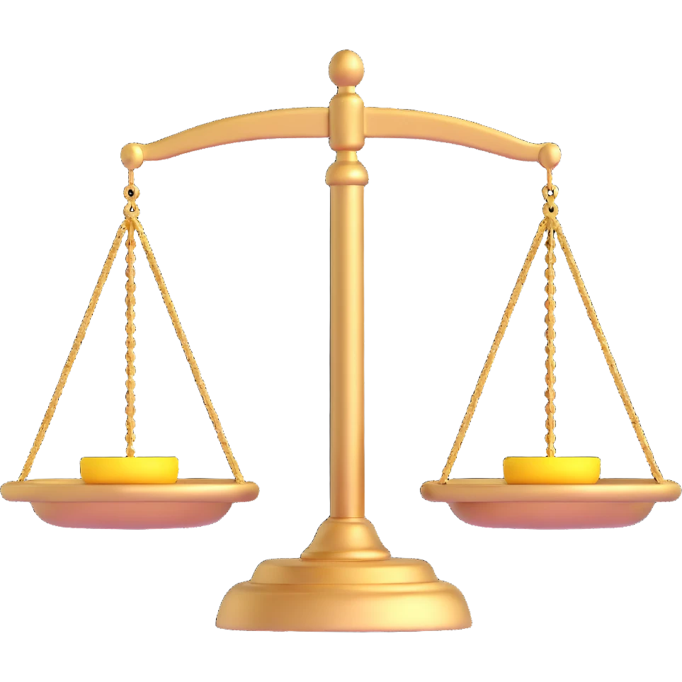 balance scale with gold in both trays emoji