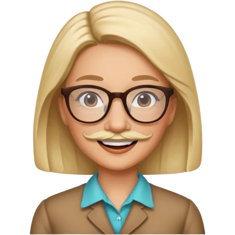 woman with glasses and mustache emoji